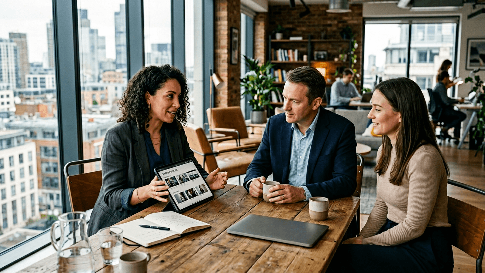 Portfolio vidéo présenté sur tablette avec études de cas et process de production IA