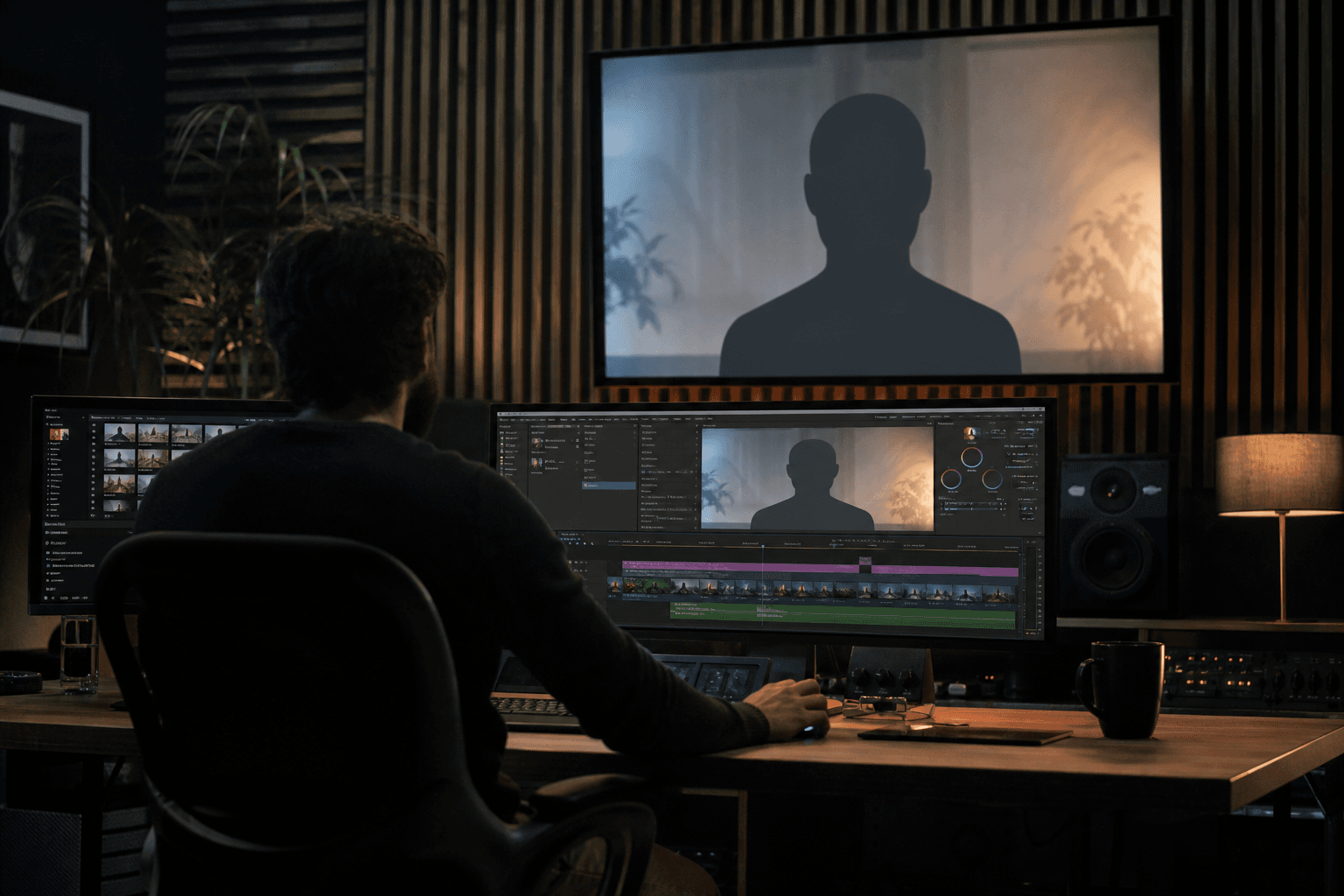 Timeline de module e-learning avec avatar HeyGen, slides et chapitrage