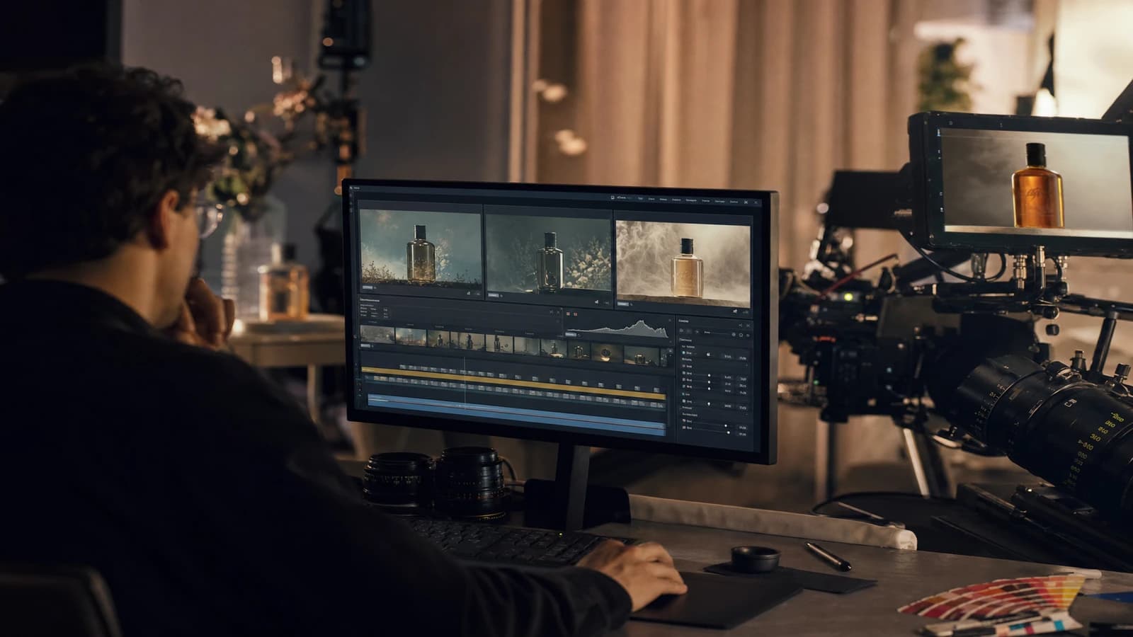 Validation finale d un master video IA sur ecran mobile et moniteur etalonne