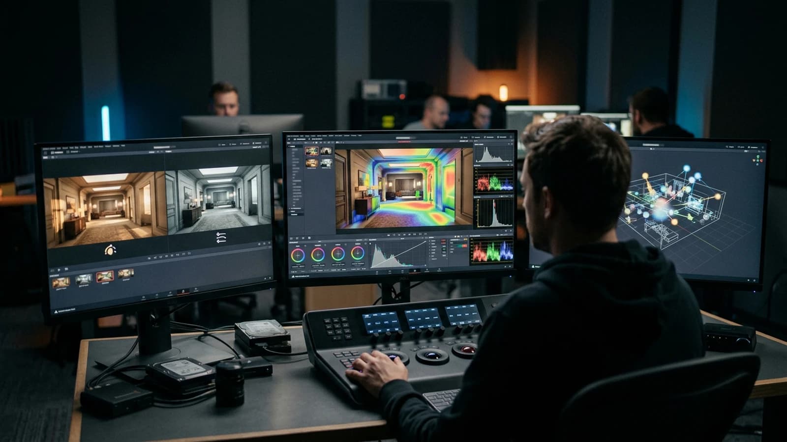 Prévisualisation IA des décors cinéma avec tests d’angles caméra et variations de lumière